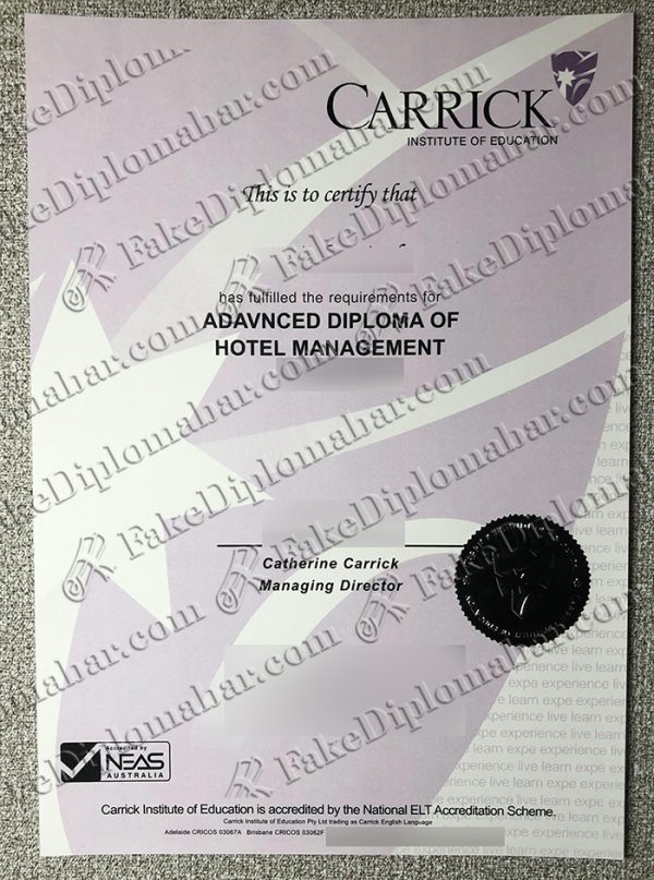 Buy Fake Carrick Institute of Education Certificate