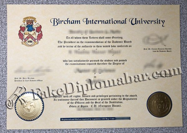 Bircham Internation University diploma