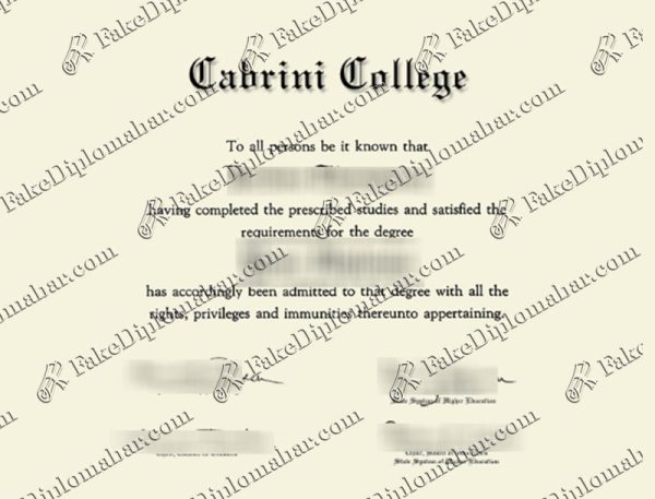 Cabrini University diploma