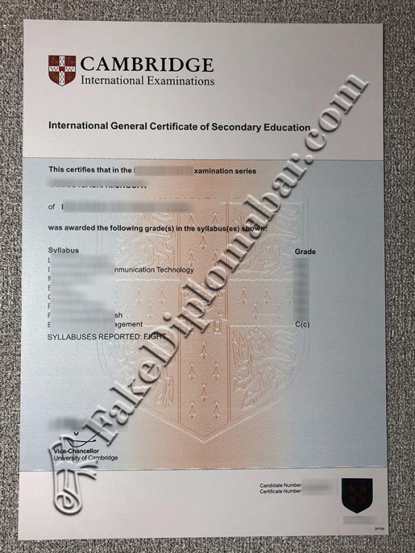 Cambridge IGCSE certificate