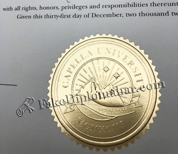 Capella University diploma Golden Hot Stamping Embossed Seal