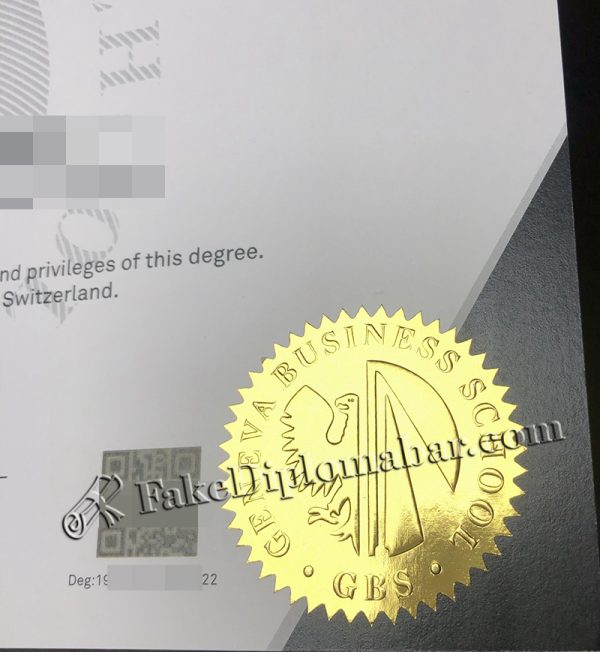 Geneva Business School Diploma Golden Embossed Seal