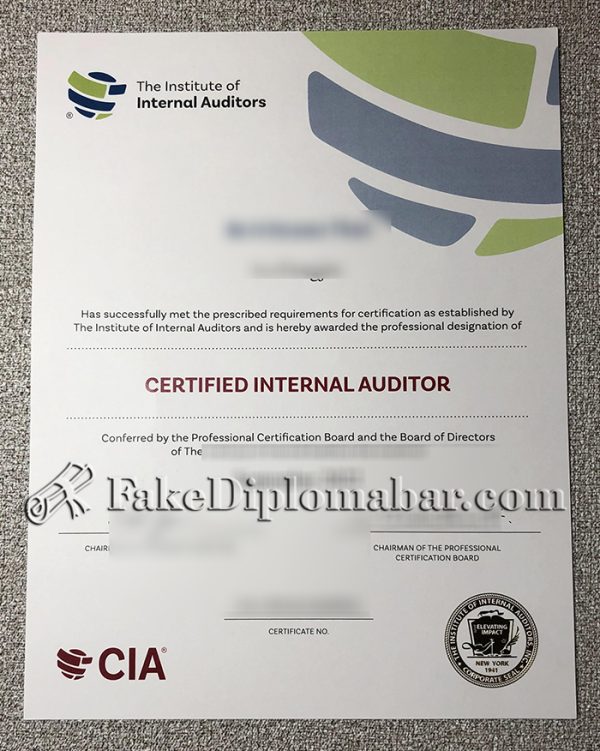 Institute of Internal Auditors certificate