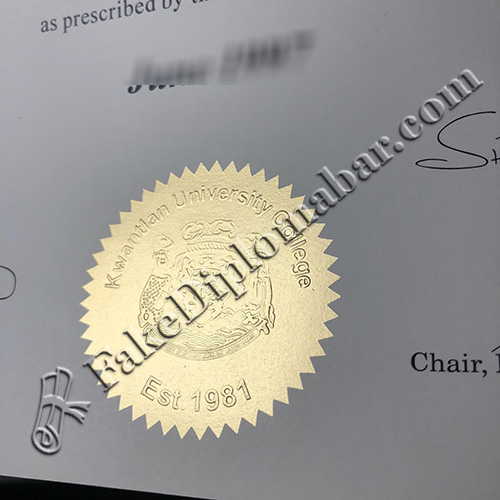 Kwantlen University College diploma seal