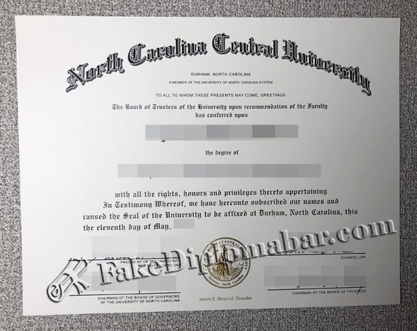 North Carolina Central University Diploma