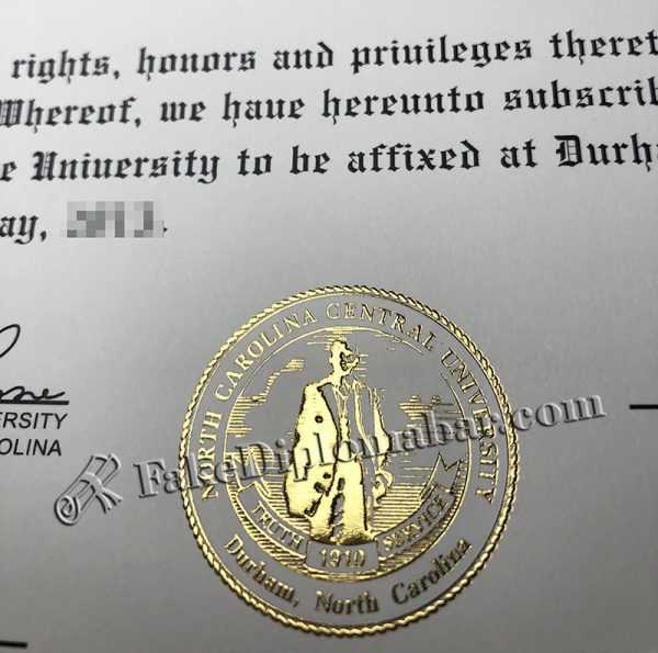 North Carolina Central University Diploma Golden Raised Seal