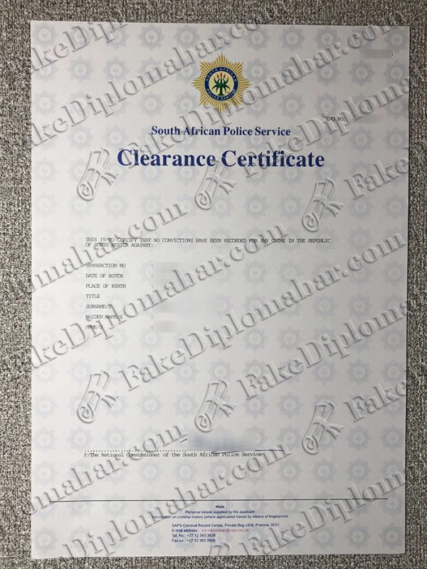 South Africa police clearance