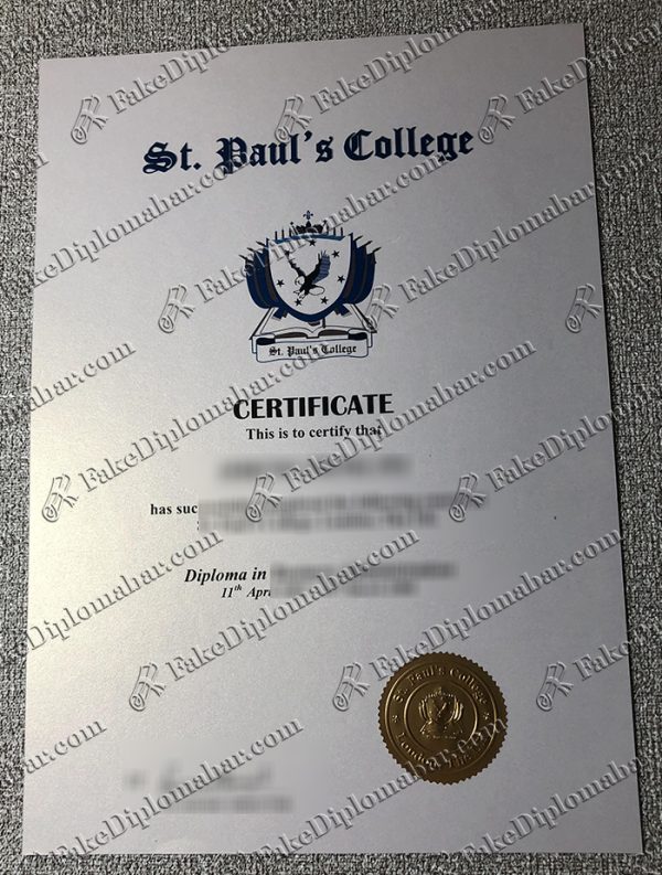 St. Paul's College certificate