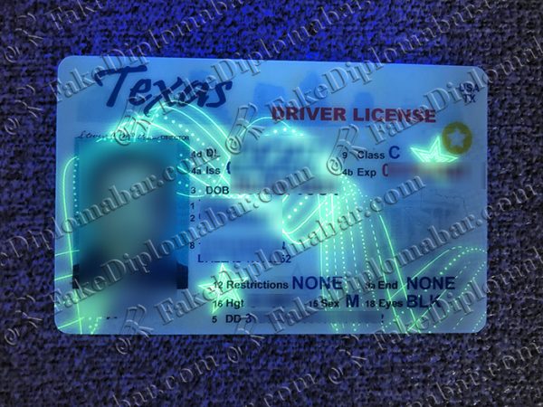 Texas driver license UV light