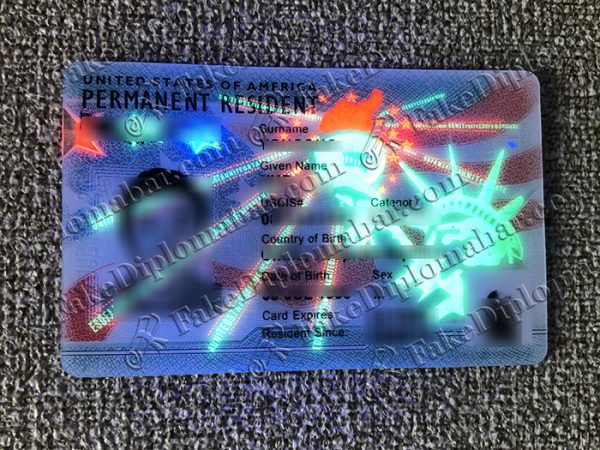 US Green Card UV light, US ID Card,