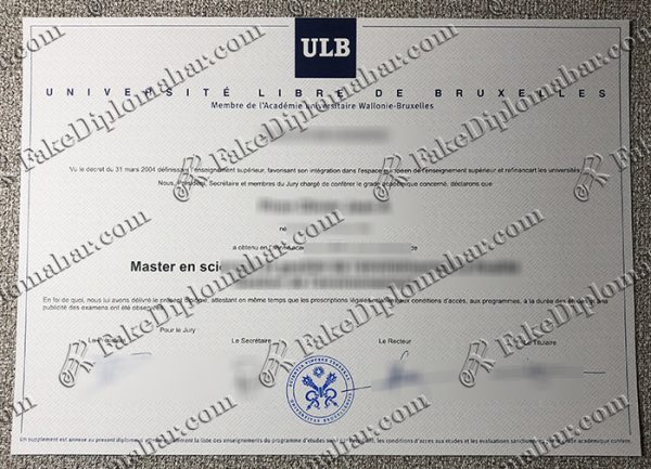 Université Libre de Bruxelles diploma sample