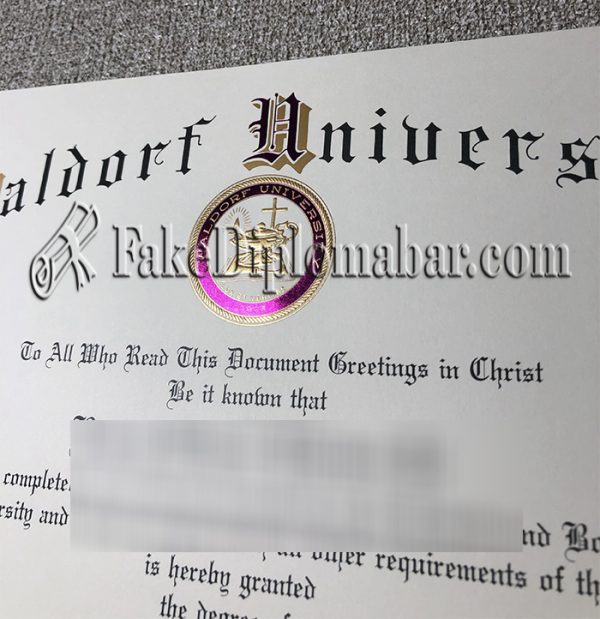 Waldorf University diploma certificate