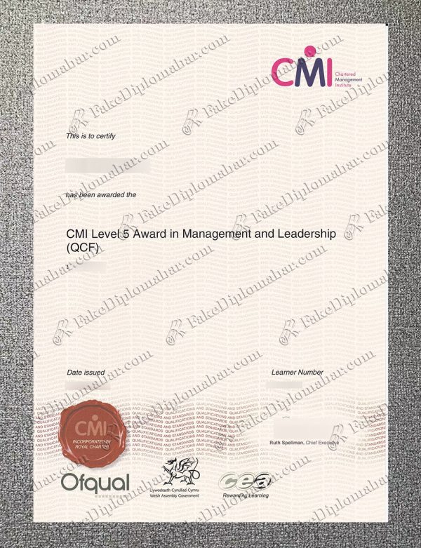 Fake CMI Level 5 certificate