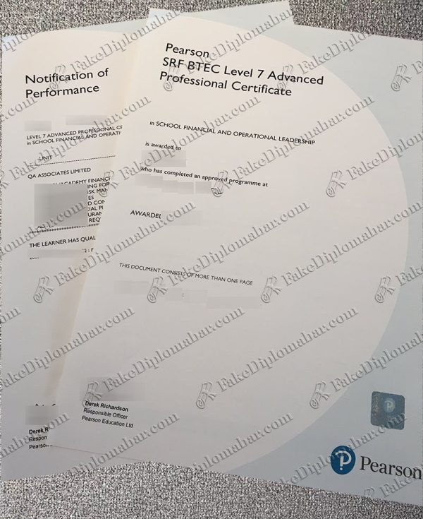 Pearson SRF BTEC Level 7 Professional certificate