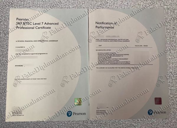 Pearson SRF BTEC Level7 Advanced Professional certificate