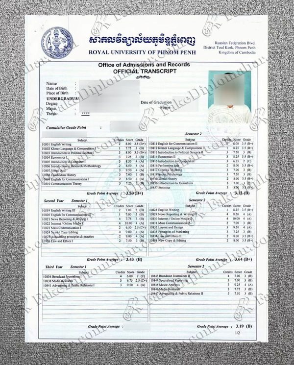 buy fake Royal University of Phnom Penh transcript online