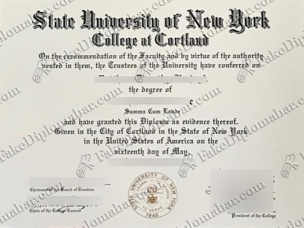 fake SUNY Cortland diploma