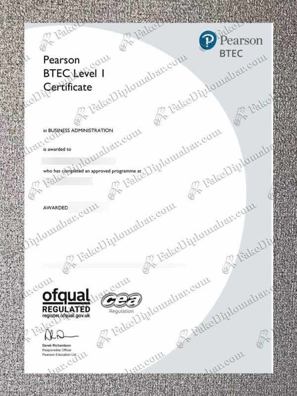 Pearson BTEC Level1 certificate
