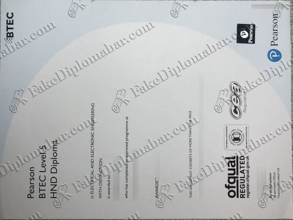 Buy Fake Pearson BTEC Level 5 HND Diploma