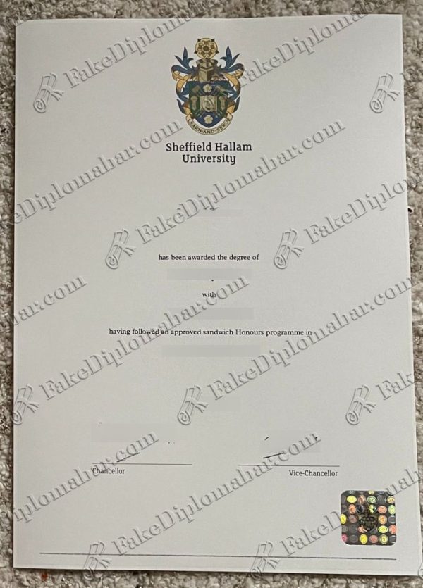 buy fake Sheffield Hallam University diploma