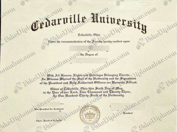 fake CEDARVILLE university degree