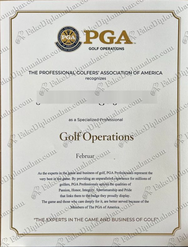 fake PGA certificate