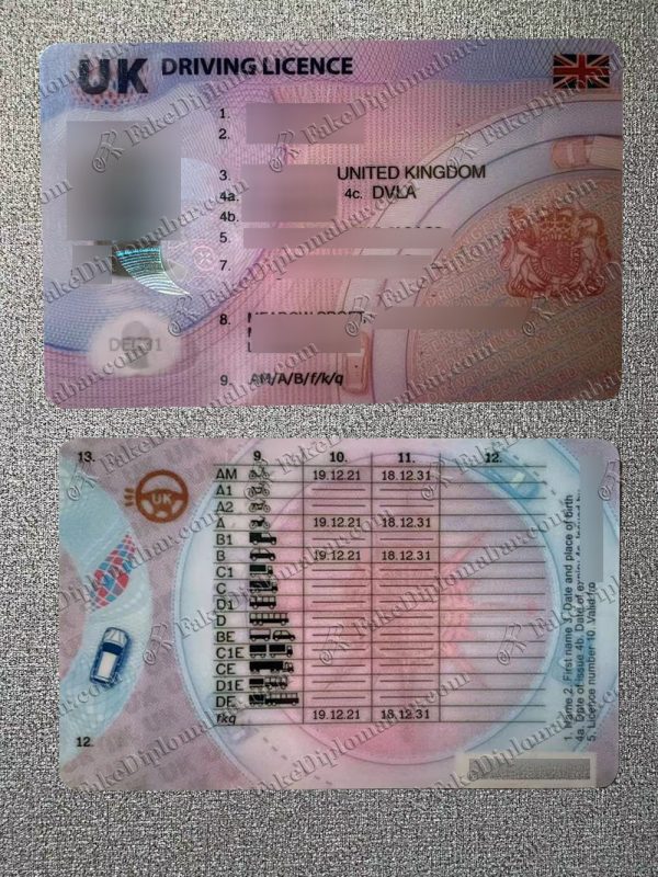 fake UK driver license