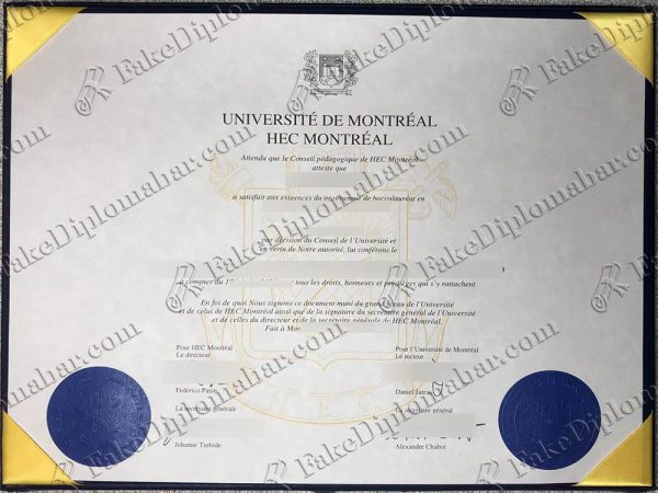 fake Université de Montréal certificate