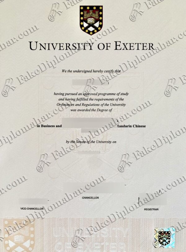 fake University of Exeter diploma