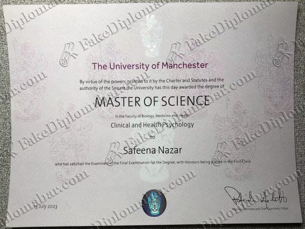 fake University of Manchester diploma