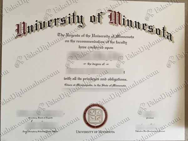 fake university of Minnesota diploma