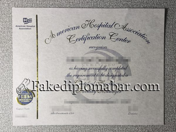 AHA CHFM certificate, American Hospital Association certificate