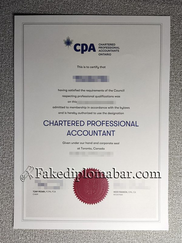 CPA Ontario certificate, Chartered Professional Accountants Ontario certificate